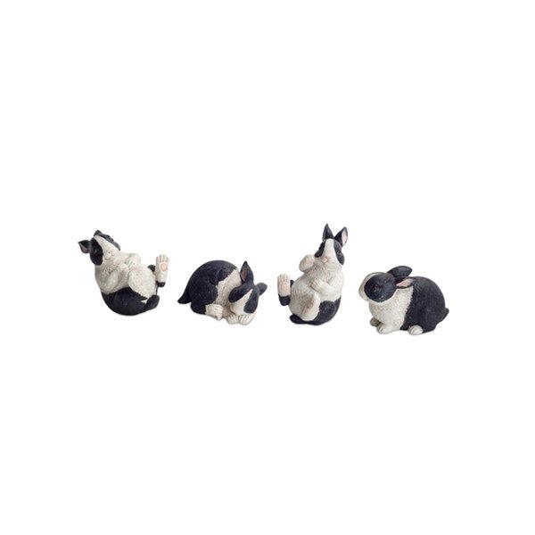 Melrose International 2 & 2.5 in. Resin Rabbit FigurinesBlack & White - Set of 16, 16PK 70022